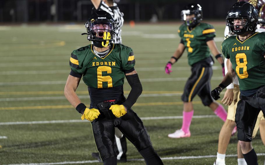 P.J. Lorenzeo celebrates a score.