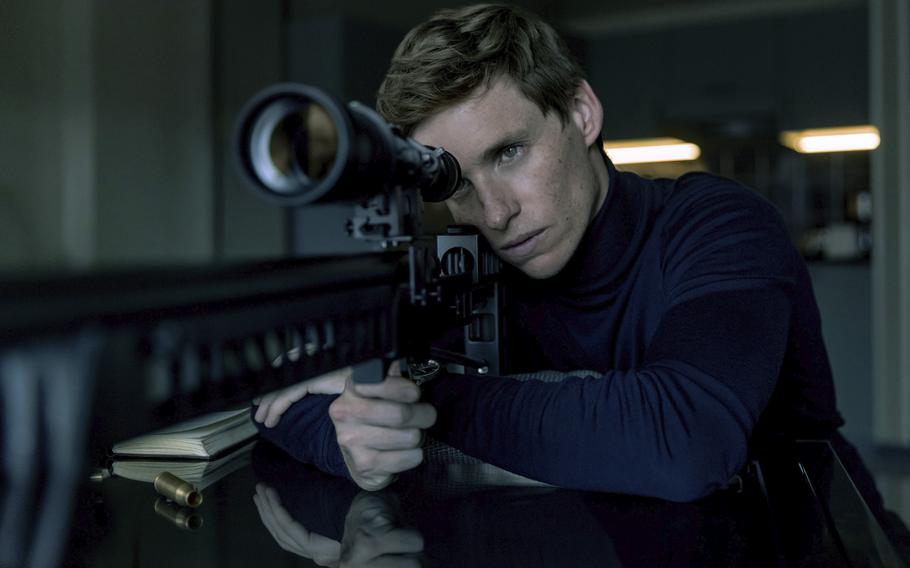 Eddie Redmayne as the Jackal in a scene from “The Day of the Jackal.” Redmayne says he spent most of his gun training for the series working with sniper rifles. 