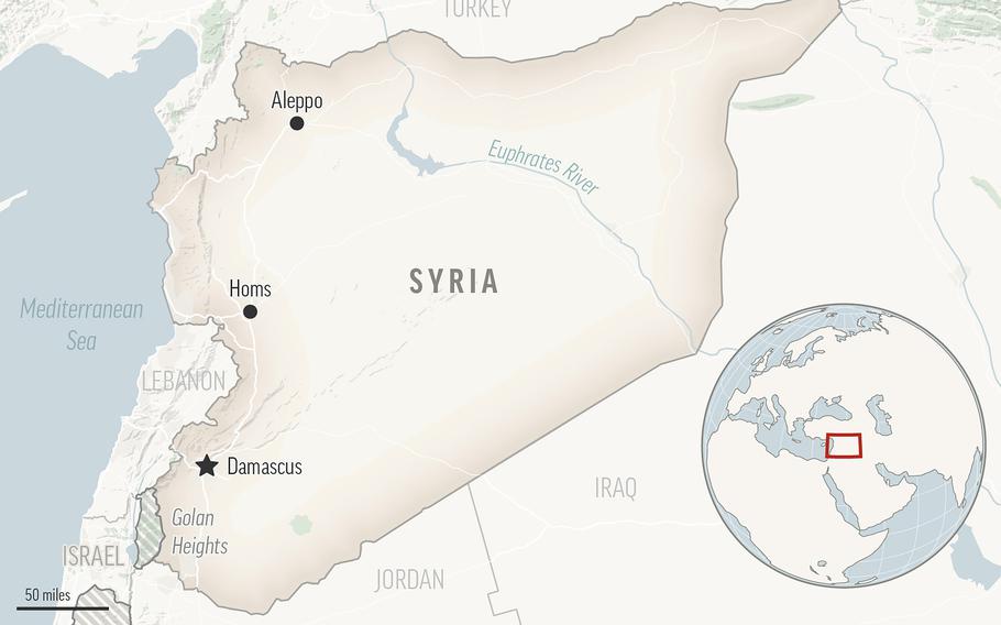 A map shows Syria and its capital, Damascus.