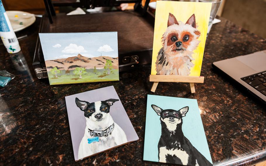 Alcazar paints pictures of his dogs and landscapes when he has time. 