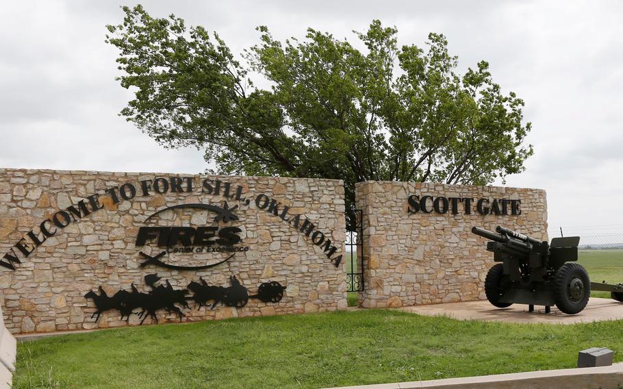 Entrance gate sign at Fort Sill.