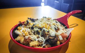 Loaded steak fries from JJ's American Diner near Camp Humphreys, South Korea.