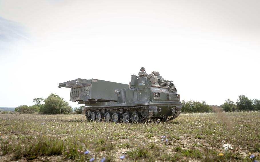 U.S. soldiers operate M270A1