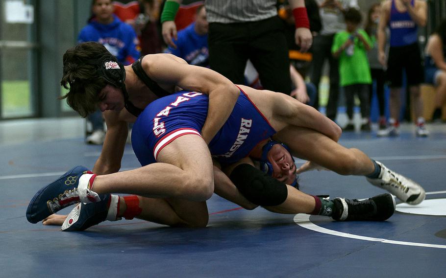 Dominick Welsh and Rhys Barlow battle.