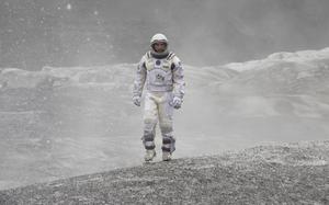 Matthew McConaughey in a space suit in a scene from “Interstellar.”