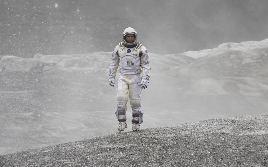 Matthew McConaughey in a space suit in a scene from “Interstellar.”