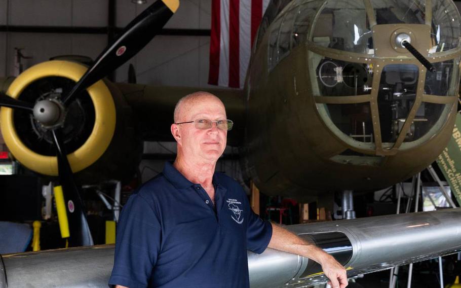 Ron Skipper shows a restored B-25C at Owens Field Airport on Monday, Aug. 7, 2023. Skipper hosts open houses on the second Saturday of every month at the hangar.