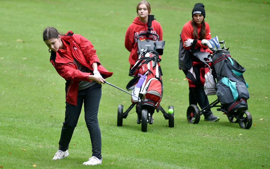 Sofia Johnson hits the ball.