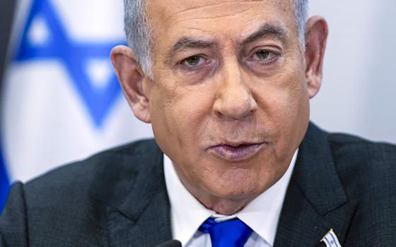 Israeli Prime Minister Benjamin Netanyahu chairs a cabinet meeting in Tel Aviv in December 2023.