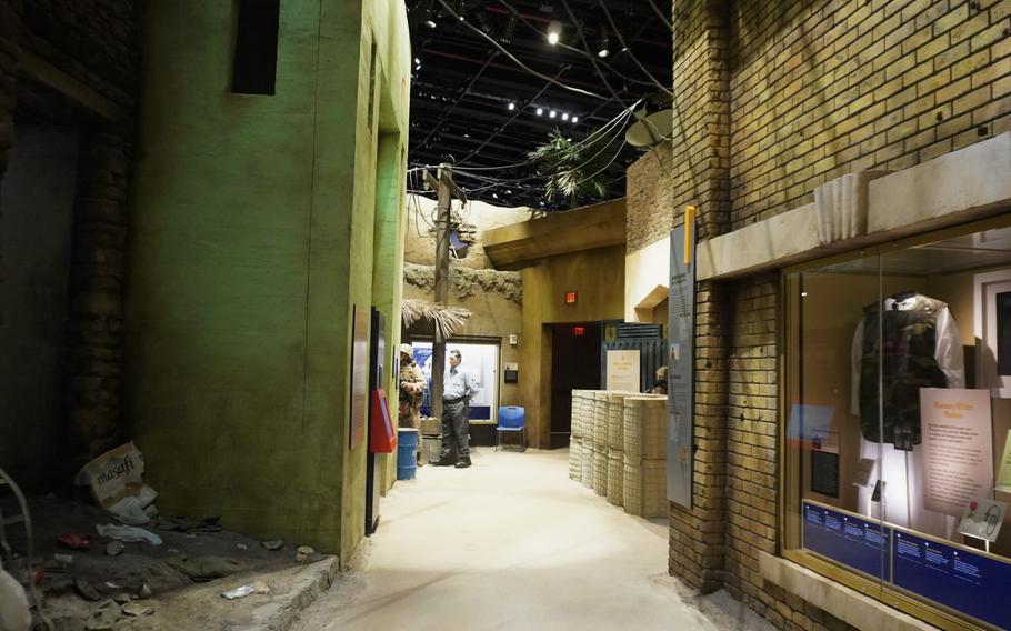 An immersive walk through an Iraqi street at the National Museum of the Marine Corps.