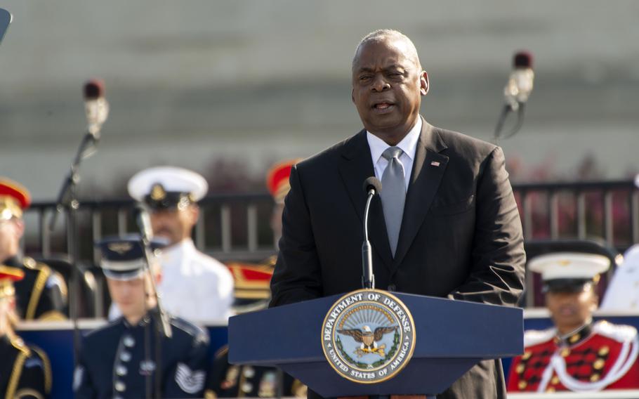 Defense Secretary Lloyd Austin speaks