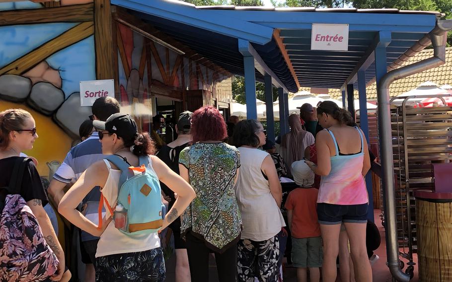 The food line at Didiland Park in Morsbronn-les-Bains, France, was long after the rides closed for lunch at noon. 