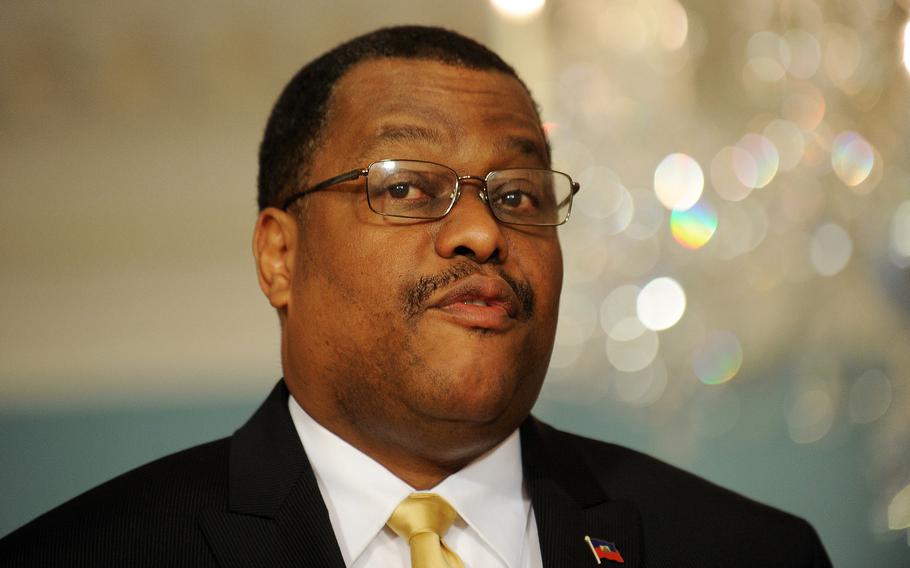 Haiti Prime Minister Garry Conille speaks at the State Department in Washington, D.C., on Feb. 8, 2012.