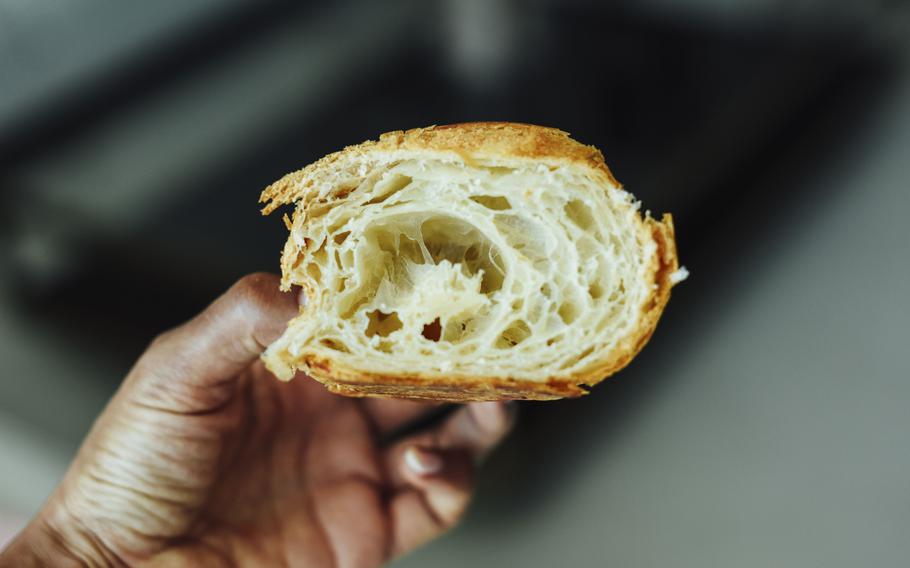 The interior of a Layers croissant.