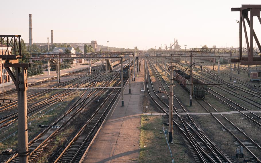 Train tracks on the outskirts of Kramatorsk in the Donetsk region.