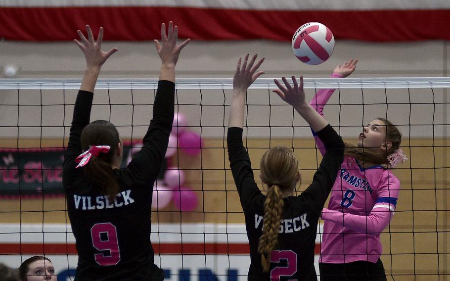 Isabella Johnson spikes the ball.