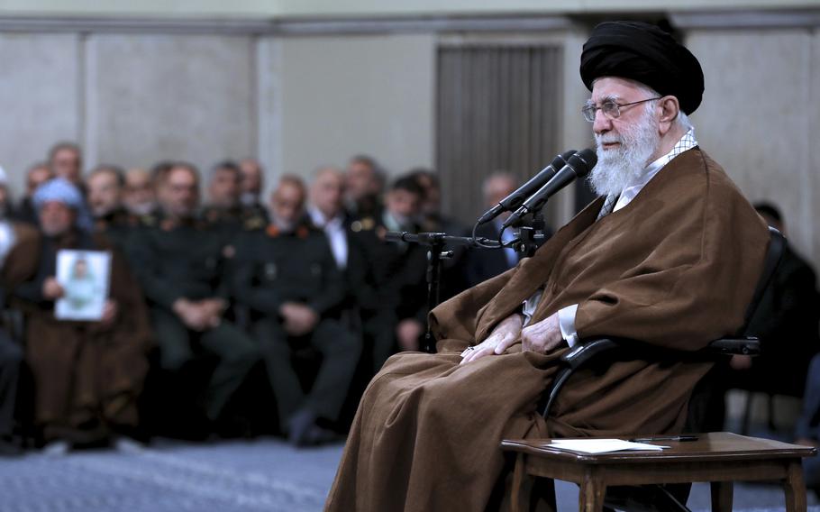 Iran Supreme Leader Ayatollah Ali Khamenei in a meeting in Tehran on Sunday, Oct. 27, 2024.