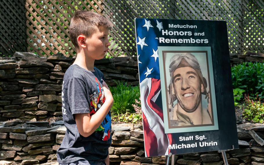 Sgt. Michael Uhrin is honored during the Metuchen Memorial Day parade in Metuchen, N.J., on Monday, May 29, 2023.