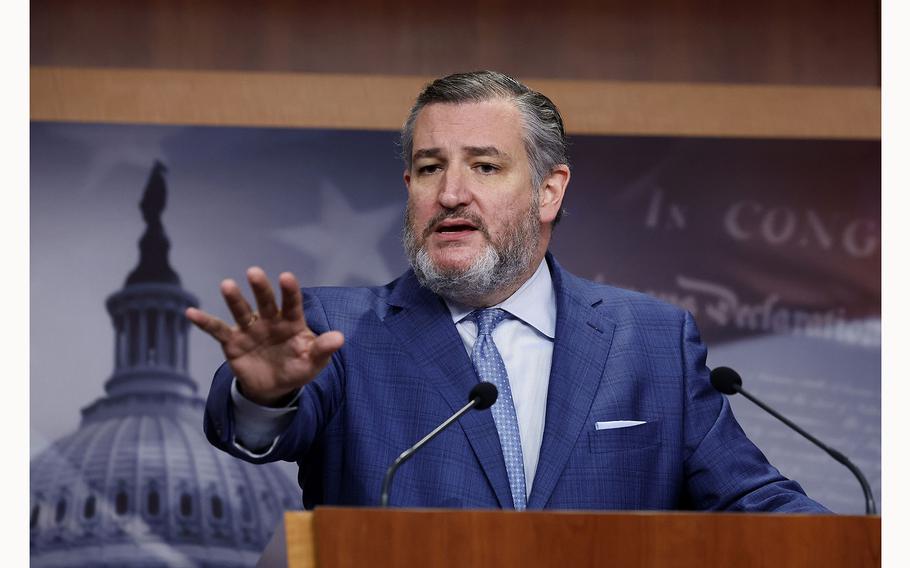 Sen. Ted Cruz speaks during a briefing at the U.S. Capitol on May 9, 2024, in Washington, D.C. 