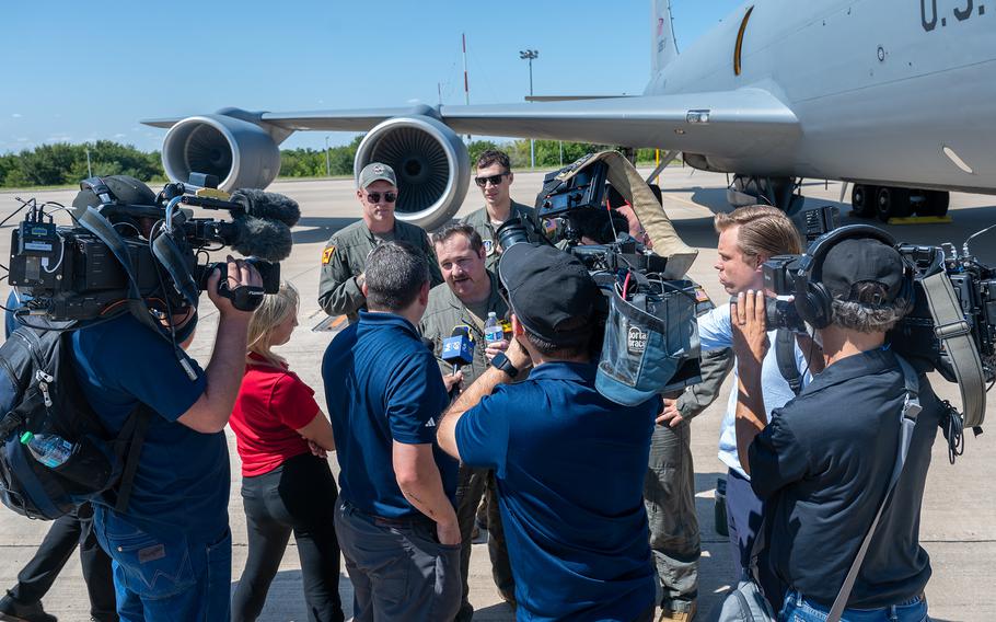 News crews at Tinker AFB