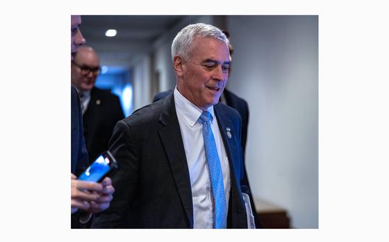 U.S. Rep. Brad Wenstrup (R-Ohio), chairman of the Select Subcommittee on the Coronavirus Pandemic, arrives ahead of Dr. Anthony Fauci, the former head of the National Institute of Allergy and Infectious Diseases, for the first of two days of interviews before of the Select Subcommittee on the Coronavirus Pandemic at the U.S. Capitol on Jan. 8, 2024, in Washington, D.C. (Kent Nishimura/Getty Images/TNS)