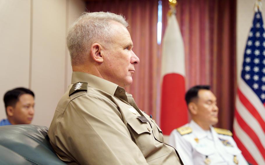 The commander of U.S. Forces Korea, Army Gen. Paul LaCamera, attends a trilateral meeting at Camp Ichigaya, Tokyo, Thursday, July 18, 2024. 