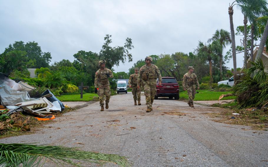 The soldiers are assigned to Charlie Company 1st Battalion, 124th Infantry Regiment, 53rd Infantry Brigade Combat Team and Detachment 1, 1051st Transportation Company, 1050 Transportation Battalion, in Florida and South Carolina, respectively. There are more than 6,500 soldiers and airmen from Guard units in Florida, South Carolina, Virginia, Michigan, Arkansas, New York and Louisiana assisting state and local officials in response operations across impacted areas. 