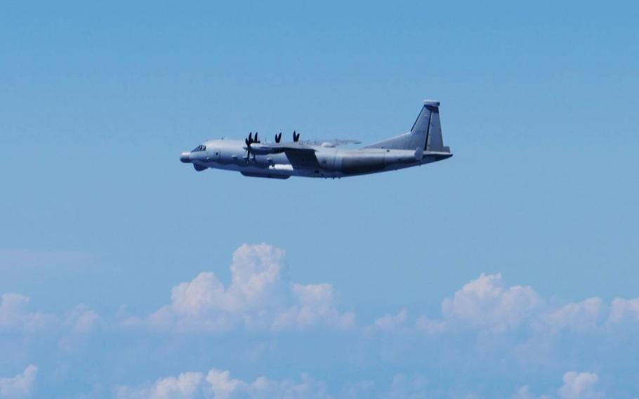 A Chinese Y-9 surveillance plane enters Japanese airspace on Monday, Aug. 26, 2024.