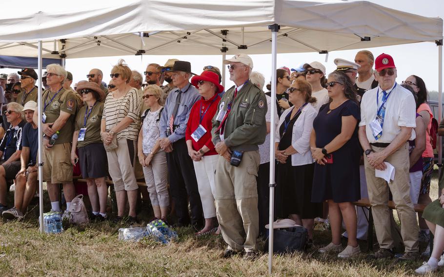 American families and friends of service members who fought in the Battle over the White Carpathians 80 years ago visit the crash sites of one of the fallen bombers in Krhov, Czech Republic, on Aug. 31, 2024. 