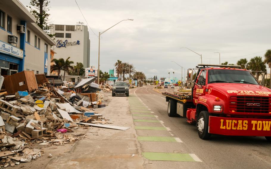 Piles of debris from Hurricane Helene