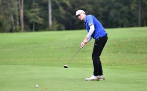 Ramstein's Grayden Taylor putts on the No. 13 green during the final round of the DODEA European golf championships on Oct. 10, 2024, at Woodlawn Golf Course on Ramstein Air Base, Germany.