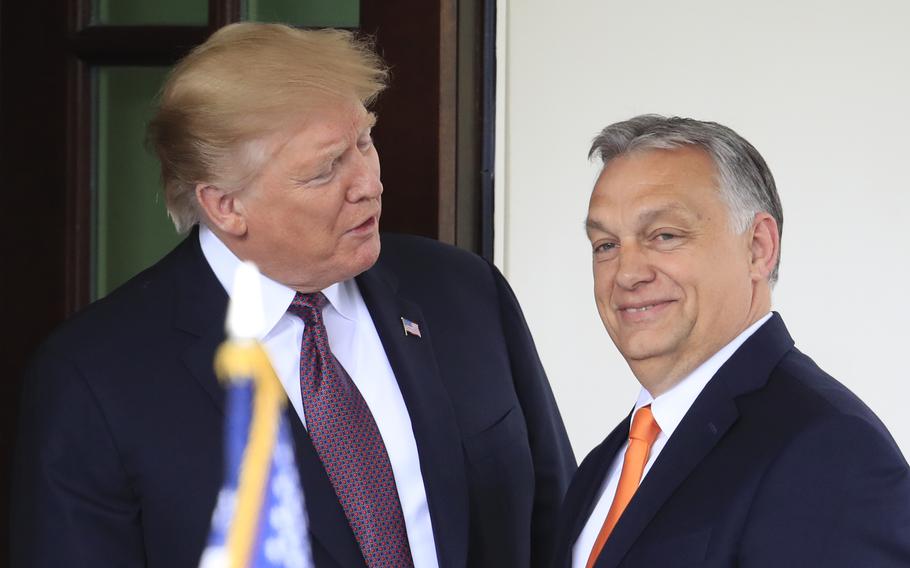 Then-President Donald Trump welcomes Hungarian Prime Minister Viktor Orban to the White House in May 2019.