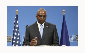 FILE - Secretary of Defense Lloyd Austin addresses a media conference at NATO headquarters in Brussels, June 14, 2024. Secretary of State Antony Blinken said Monday, June 24, that State Department counselor Derek Chollet, one of his most senior aides, is leaving to become Austin's chief of staff. (AP Photo/Virginia Mayo, File)