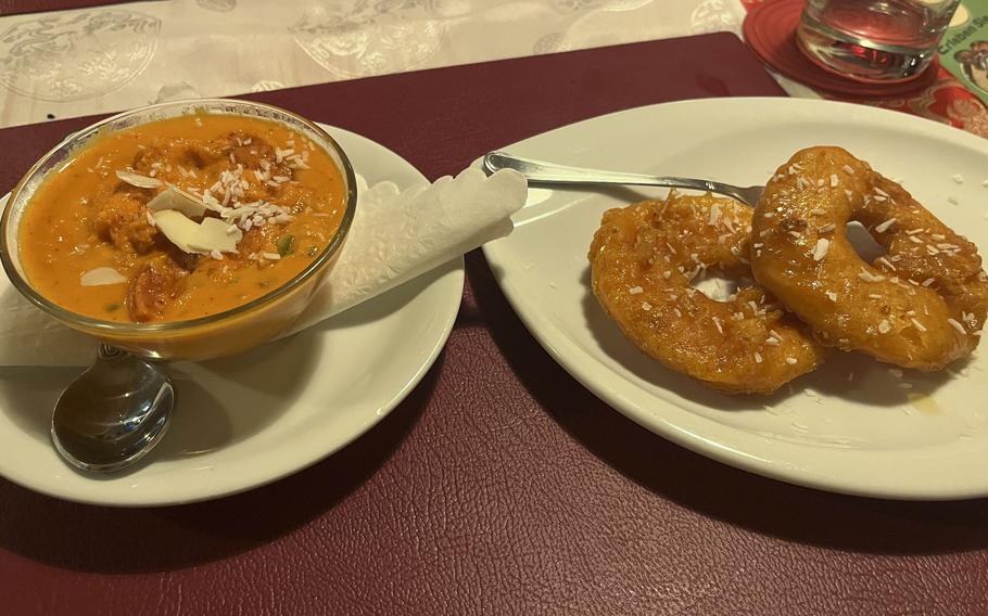 Nepalese food at a restaurant in Wiesbaden, Germany.