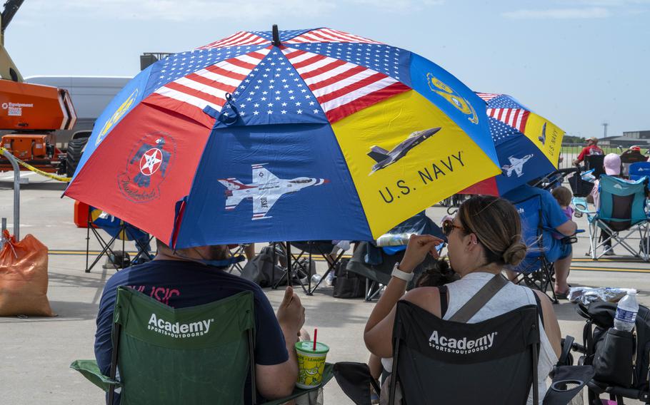 Families enjoy the Frontiers in Flight Air Show on Aug. 24, 2024, at McConnell Air Force Base, Kan.