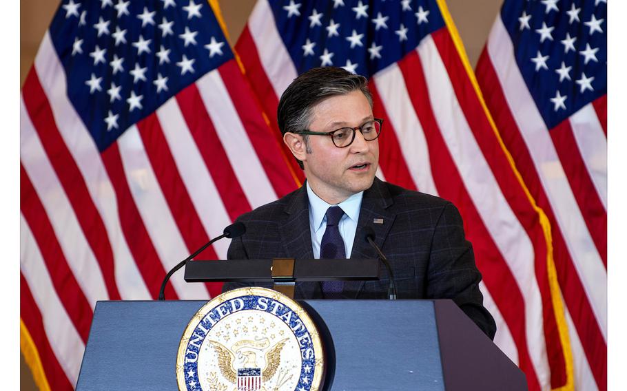 House Speaker Mike Johnson, R-La., speaks at an event at the U.S. Capitol in Washington, D.C., on Thursday, March 21, 2024.