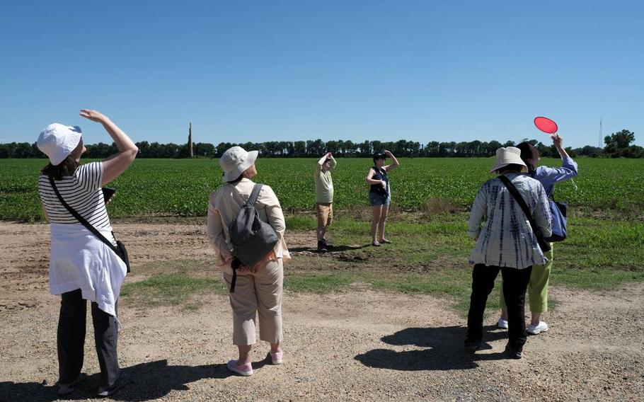 Japanese American survivors and their descendants tour the 10,054-acre site of the Jerome incarceration camp during a pilgrimage June 6 in Arkansas. The camp held more than 8,000 Japanese Americans from Oct. 6, 1942, until June 30, 1944.