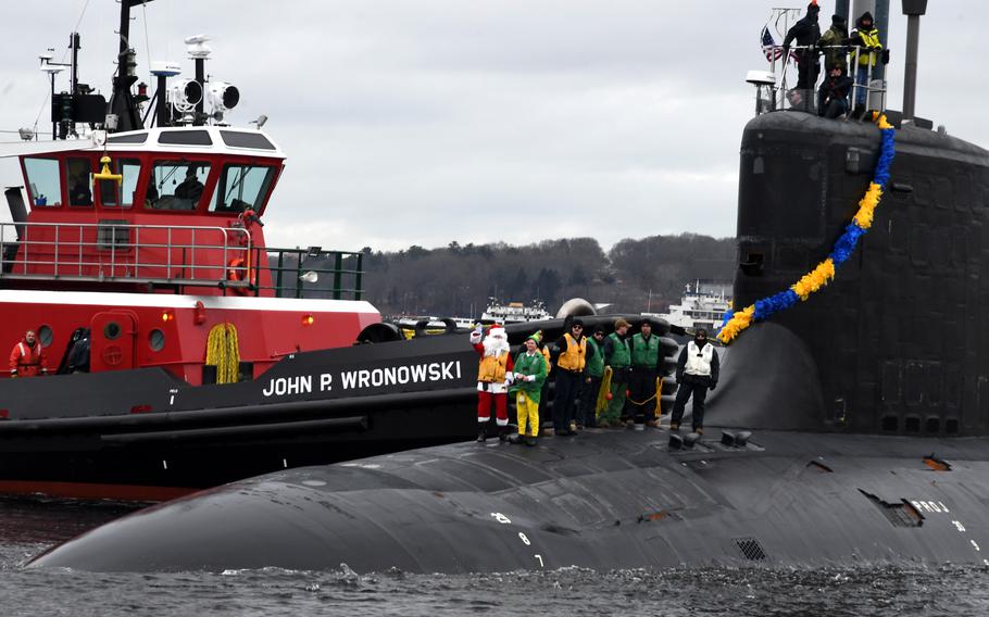 The USS Virginia arrives to Naval Submarine Base New London, Conn.