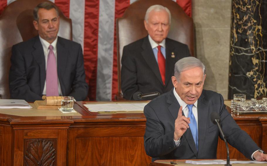 Israeli Prime Minister Benjamin Netanyahu speaks before joint session of Congress on March 3, 2015. 