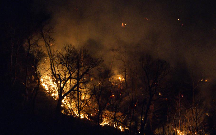 Wildfires burn along the New York and New Jersey border in Greenwood Lake, N.Y.