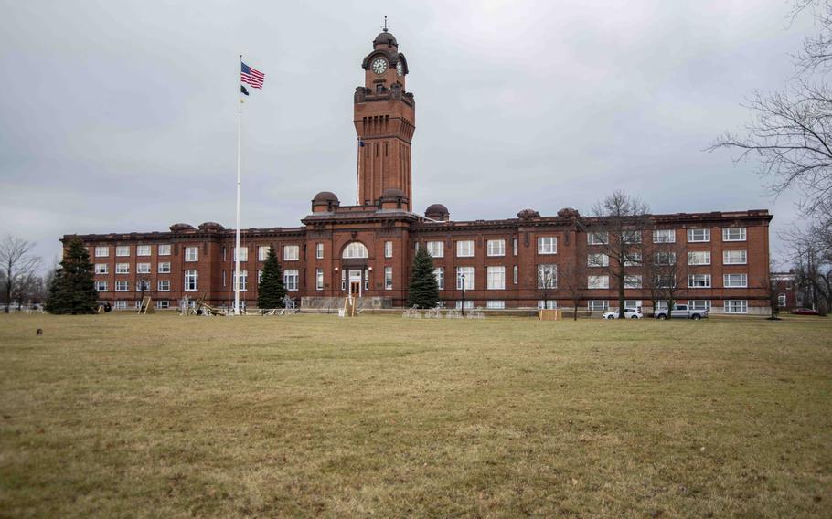 A photo of Building 1 at Naval Station Great Lakes, Ill. , in December 2021.