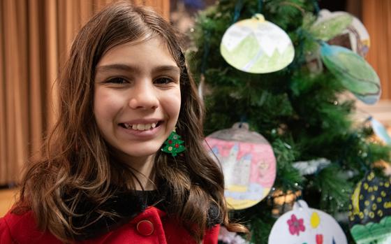 Lilliyana Desancic, 11, had her ornament design selected as one of 24 that will hang on a Christmas tree near the White House this year. The tree's decorations represent her Defense Department school in Sembach, Germany.