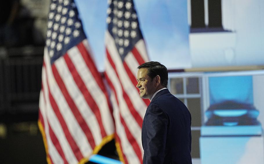 Sen. Marco Rubio (R-Fla.) smiles on stage