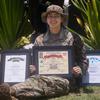 1st Lt. Mackenzie Corcoran, assigned to the 29th Brigade Engineer Battalion, 25th Infantry Division, poses with her Jungle, Sapper and Ranger certificates at Schofield Barracks, Hawaii, June 6, 2024. 