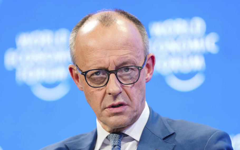 German opposition leader and chairman of the Christian Democratic Union party Friedrich Merz attends the Annual Meeting of World Economic Forum in Davos, Switzerland, Tuesday, Jan. 21, 2025.