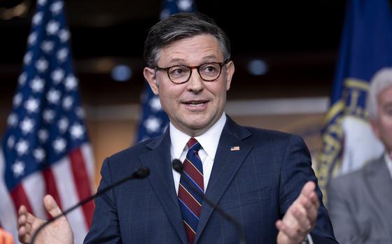 FILE - Speaker of the House Mike Johnson, R-La., speaks at the Capitol in Washington, July 23, 2024. (AP Photo/J. Scott Applewhite, File)