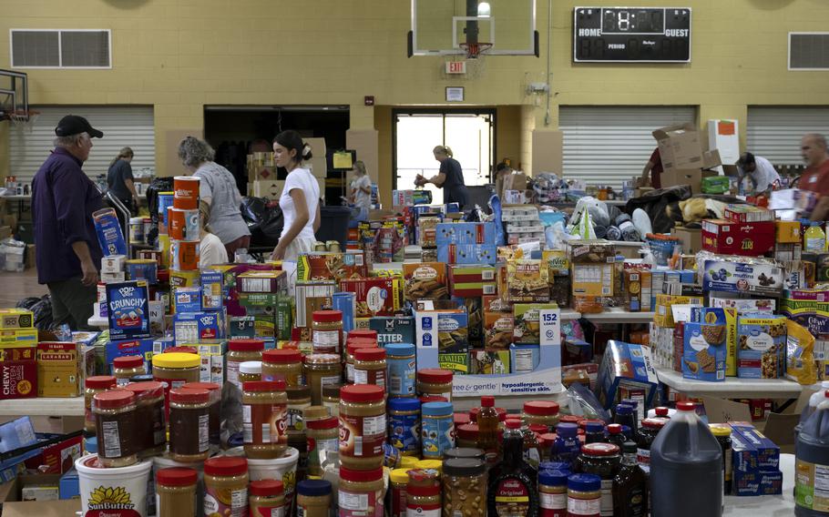 Donated food, water and clothing.