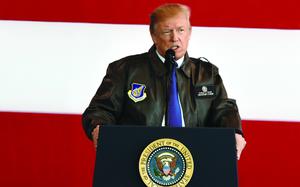 President Donald Trump speaks to service members at Yokota Air Base, Japan, Nov. 5, 2017. 
