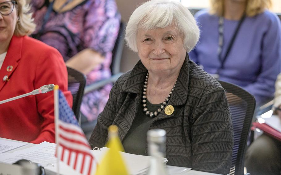 U.S. Treasury Secretary Janet Yellen attends the annual meeting of the International Monetary Fund (IMF) and the World Bank Group (WBG), in Marrakesh on Oct. 13, 2023.