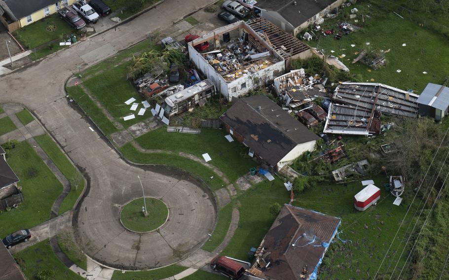 The aftermath of Hurricane Ida in Houma, La., in 2021.  Preparing a home for extreme weather can help reduce risks to property. 